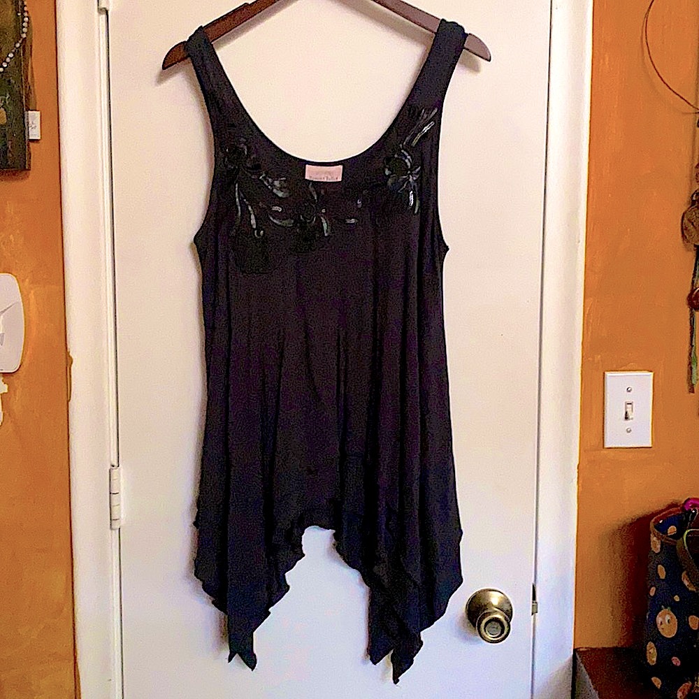 Couture Embellished Embroidery Sequin Black Top